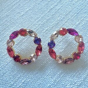 24k gold-plated jewel-toned Swarovski Crystal Pierced Earrings.